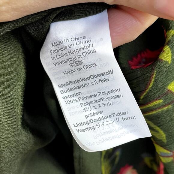 Point Sur High-Neck Ruffle Floral Midi Dress Dark Floral Ruffled Romantic Sz 16 - Picture 14 of 14